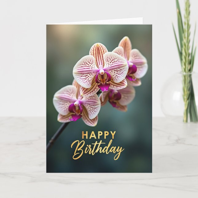 Randig Orchid Skönhetskort Kort (Framsida)
