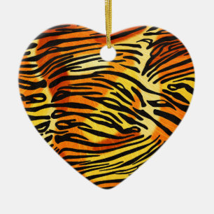 Randig personlig för mönster för tigerpälstryc julgransprydnad keramik