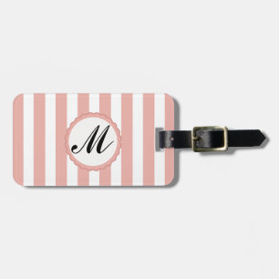 Randig Rand Rosa White Monogram Luggage Tagg Bagagebricka