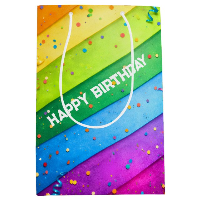 Randig regnbåge med konfetti (Framsidan)