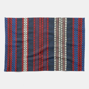 Randig Retro Red White och Blue Hippy Rand Kökshandduk
