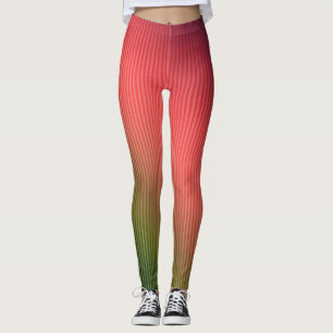 Randig, röd, grönt, övertoning leggings