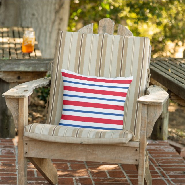 Randig Röd Vit och Blå Kuddcoverthrow Pillow övers Kudde (Stol)