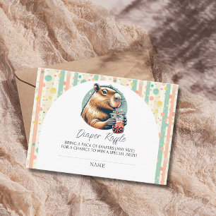Randig Rolig Capybara Baby Shower Blöja Lotteri Tilläggskort