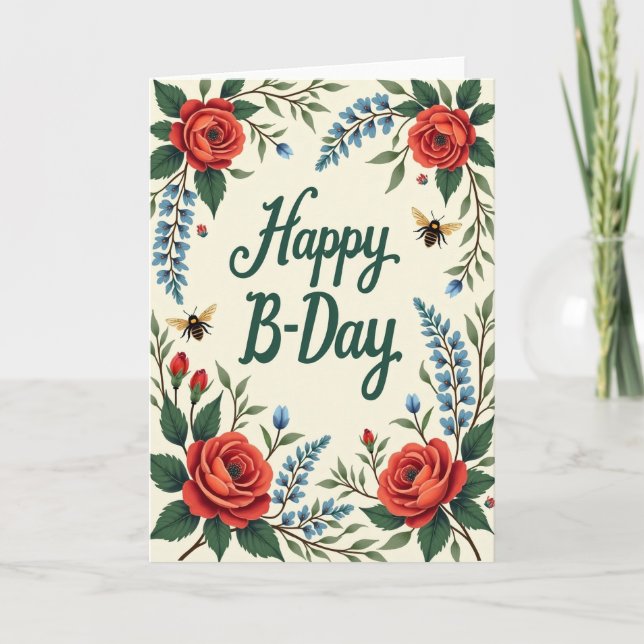 Randig Ros Blomsterkort Kort (Framsida)