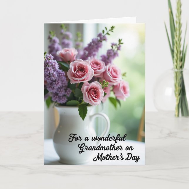 Randig Rosa Blommande Välkomstkort Kort (Framsida)