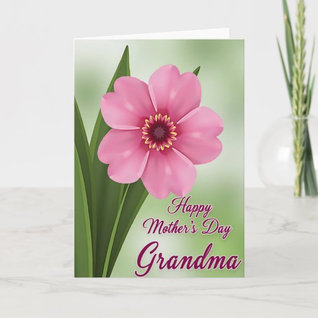 Randig Rosa Blomsterkort Kort (Framsida)