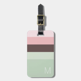Randig Rosa, Grönt och brunt monogram Bagagebricka