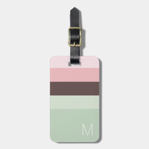 Randig Rosa, Grönt och brunt monogram Bagagebricka