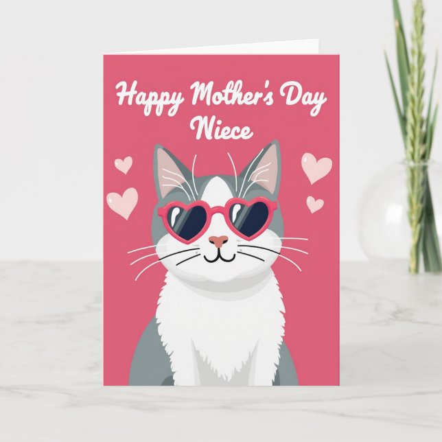 Randig Rosa Katt Morsdags Kort (Framsida)