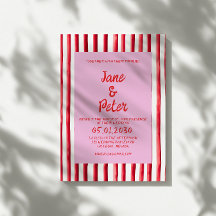 Randig Rosa & Röd Handskriven Bröllop