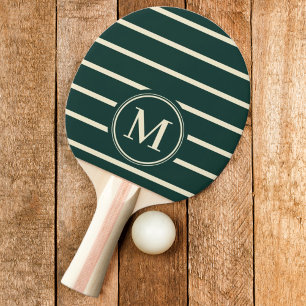 Randig salvia grön färg med monogrammönster pingisracket