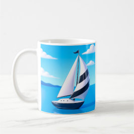 Randig segelbåt ocean kaffemugg