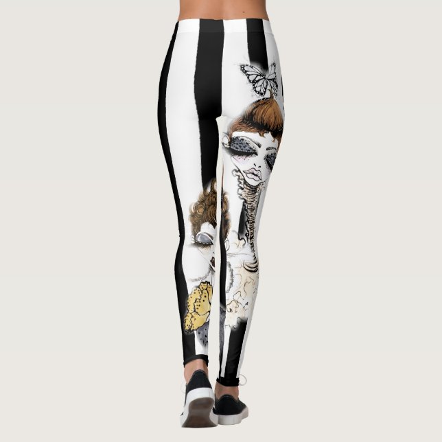 Randig skälmskt naturväxendamasker leggings (Baksida)