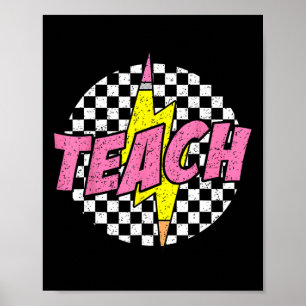 Randig Teach Pencil Blixt Back To Skolan Poster