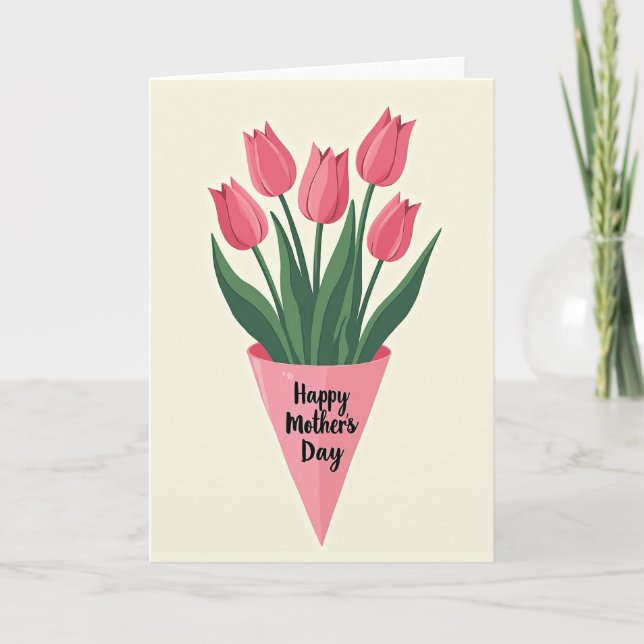 Randig tulipbukettkort kort (Framsida)
