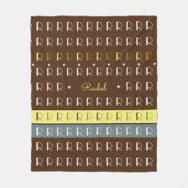 Randig typografi Initialer Black Fleecefilt