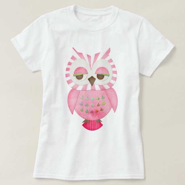 Randig uggla för rosor t-shirt (Design framsida)
