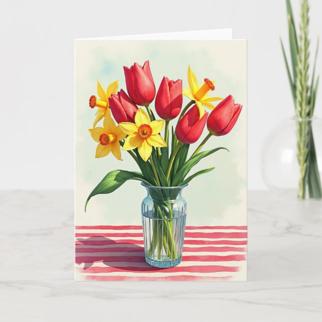Randig vårblommig kort (Framsida)