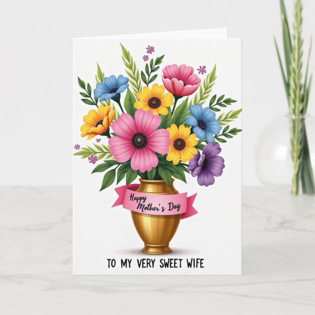 Randig vas med blommor-kort kort (Framsida)