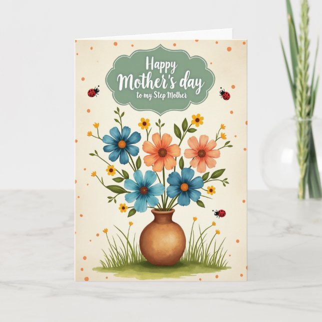 Randig vas med blommor-kort kort (Framsida)