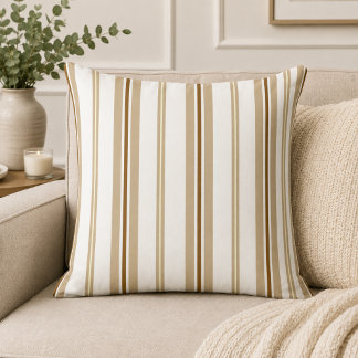 Randig Vertikal Beige+ Mörkbrun+ Vit Elegant Kudde