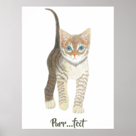 Randig Vit Kattunge Poster