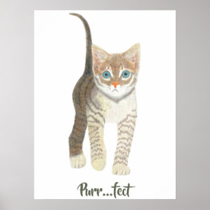 Randig Vit Kattunge Poster