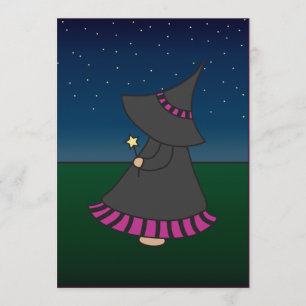 Randig Witchy Wendy 5x7 födelsedaginbjudan Inbjudningar