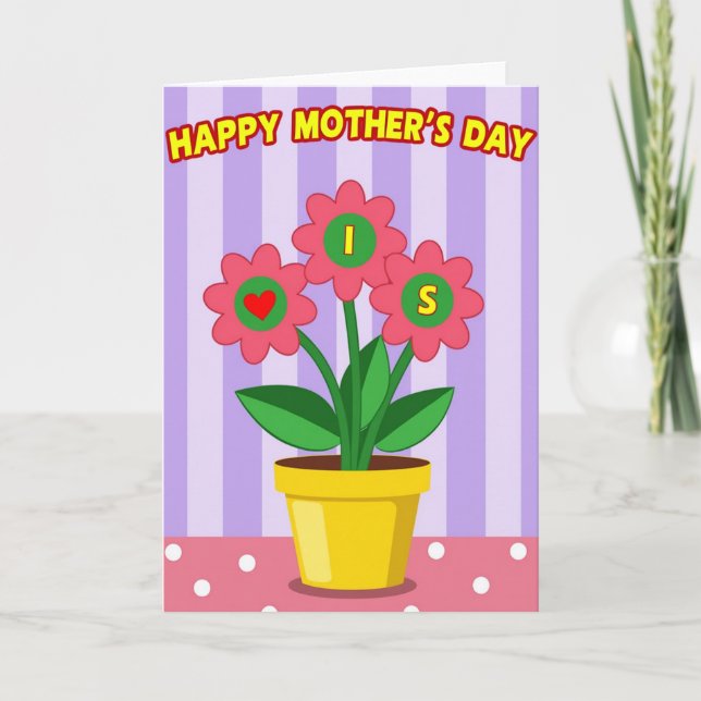 Randiga blommor mors kärleksfulla kort (Framsida)