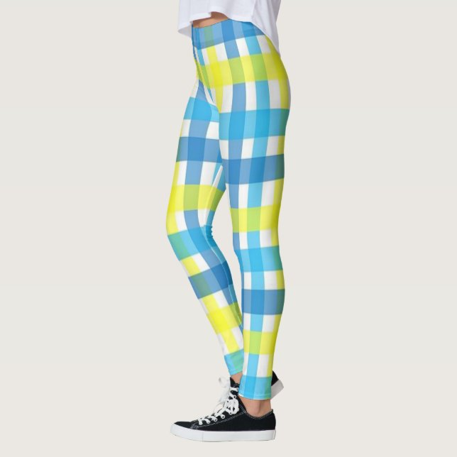Randiga gula blå & vita Leggings  (Vänster)