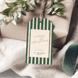 Randiga och scallopade julpresentkort presentetikett