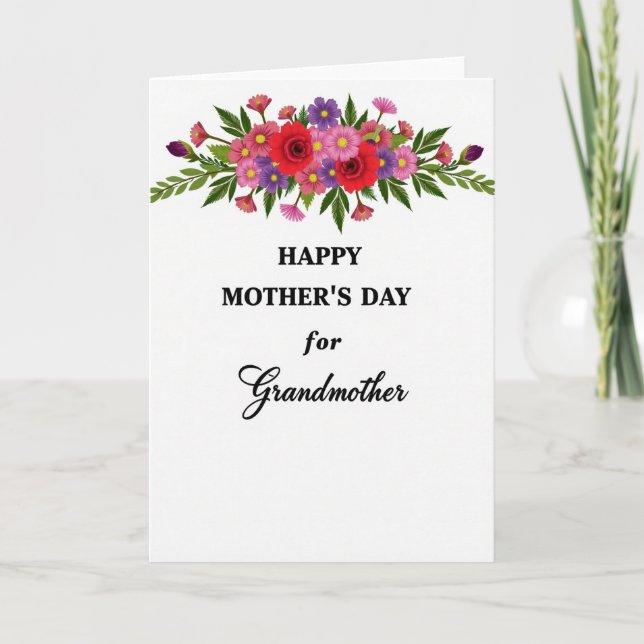 Randiga rosor för mormor-kort kort (Framsida)