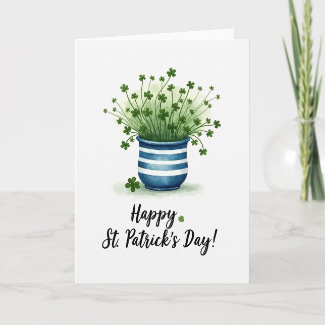Randiga Shamrock-kort för St. Patrick's Day Kort (Framsida)