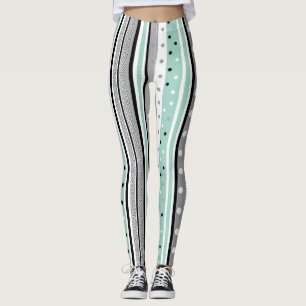 Randiga svarta och gröna lediga leggings