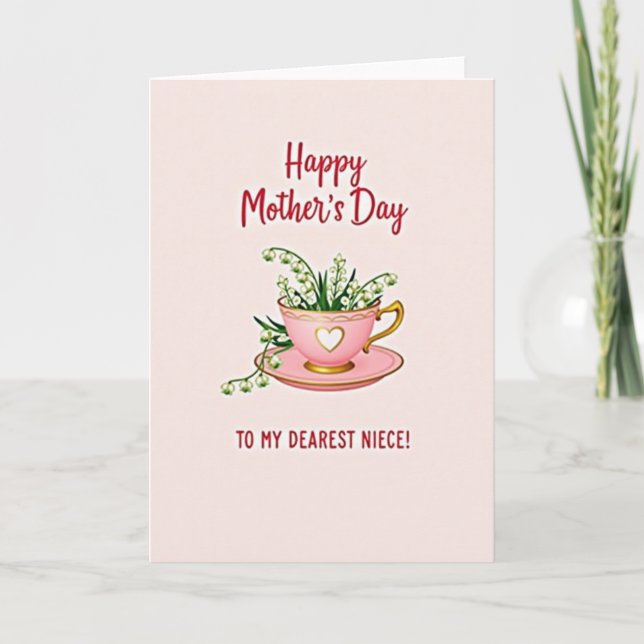 Randiga tekoppsblommor Mors kort (Framsida)