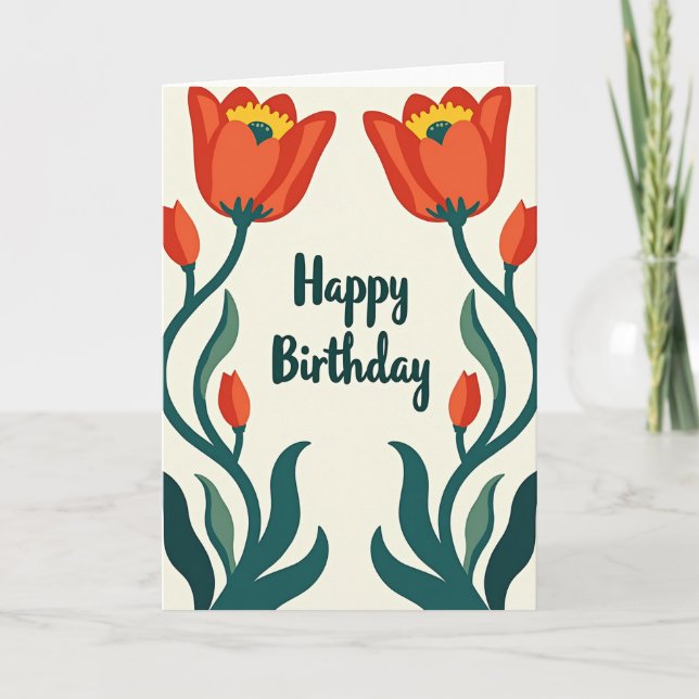 Randigt blomdesignkort kort (Framsida)