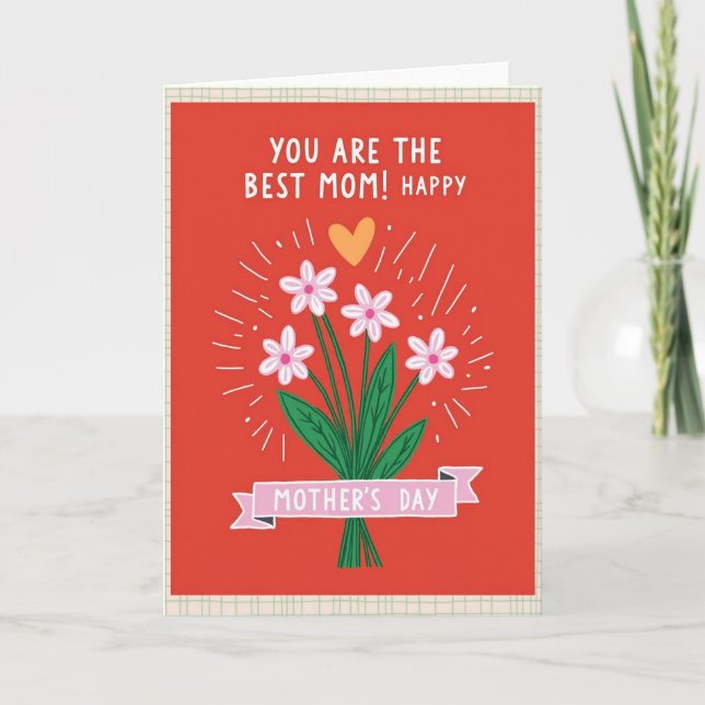Randigt blommigt lovkortsbrev kort (Framsida)