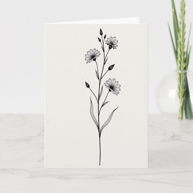 Randigt blomsterdesignkort kort (Framsida)