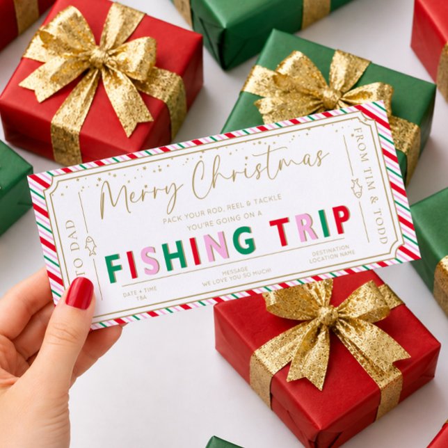 Randigt fisketur julklappskupong kort (Skapare uppladdad)