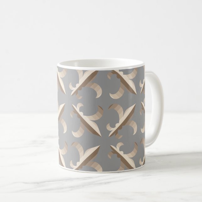 Randigt fleur de lis-mönster kaffemugg (Framsida höger)