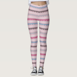 Randigt hjärta och cirkelmönster leggings