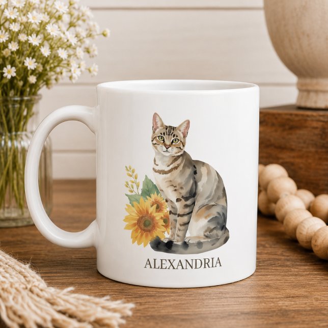 Randigt Kattmonogram Kaffemugg (Skapare uppladdad)