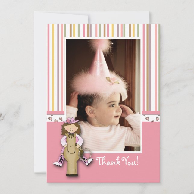 Randigt kort för Cowgirlfototack (Framsida)