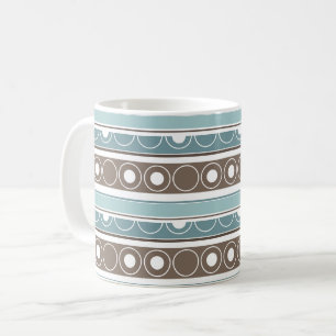 Randigt mönster med cirklar och ringar retro stil kaffemugg