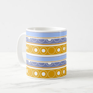 Randigt mönster med cirklar och ringar retro stil kaffemugg