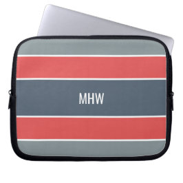 Randigt mönster med eget monogram laptopslidor laptop sleeve