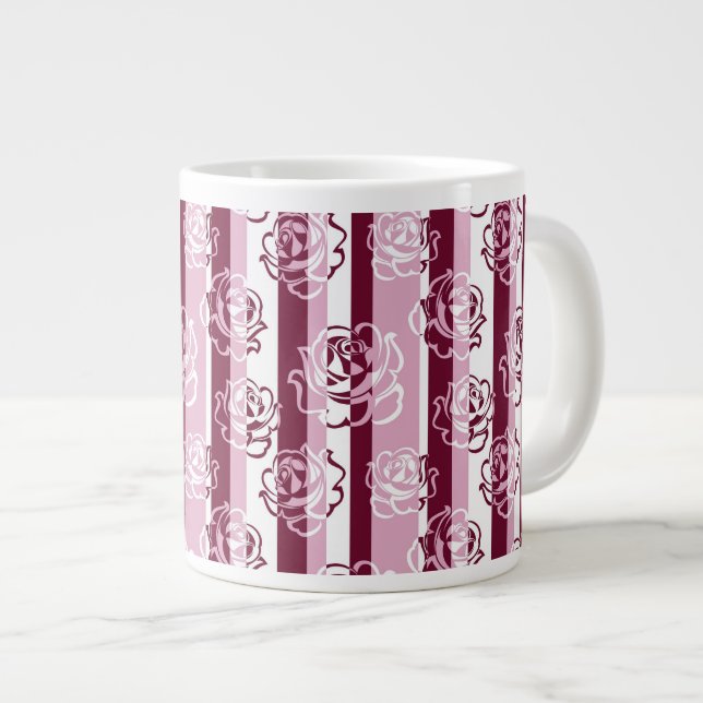 Randigt mönster med rosor jumbo mugg (Framsida höger)