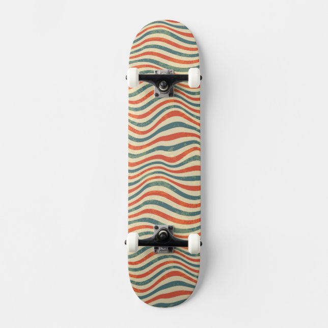Randigt mönster old school skateboard bräda 18 cm (Framsida)