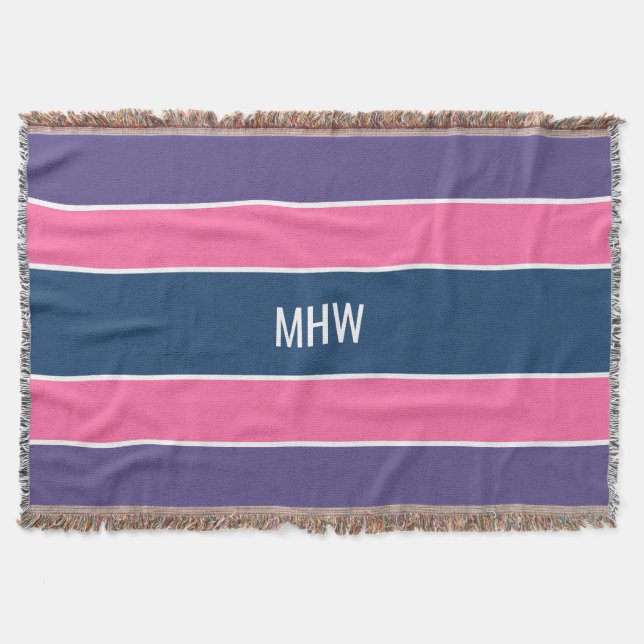 Randigt mönster skräddarsydd monogram kastfilt filt (Framsidan)